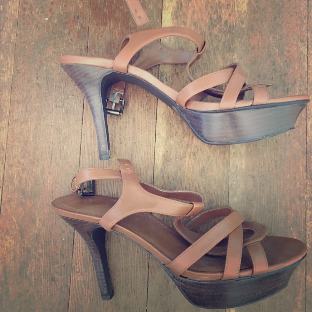 Bcbg brown leather heels